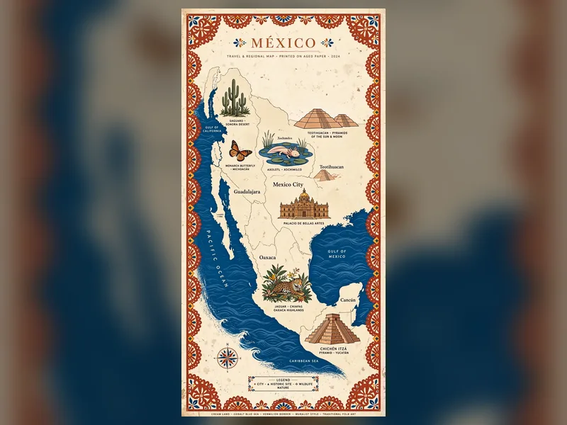 Mexico populated map preview