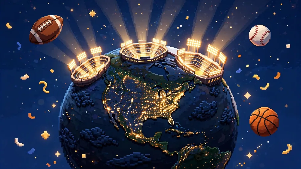 Gameday sports venues and populated schedule on the globe